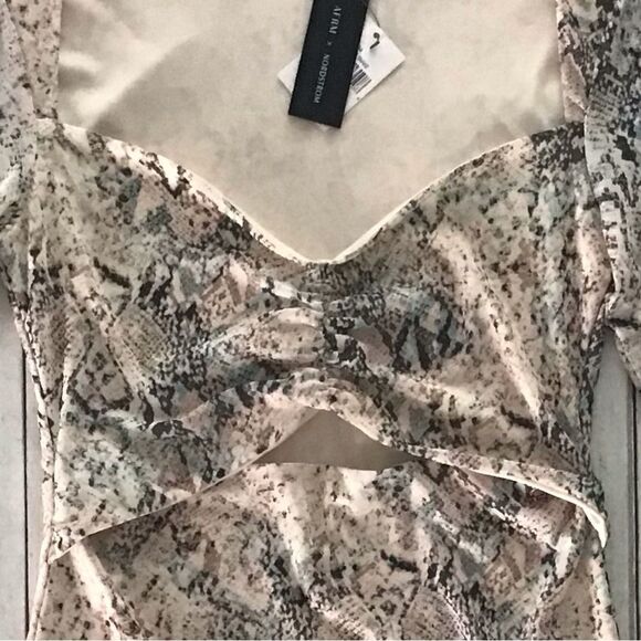 AFRM Celia Aqua Neutral Snake Print Cut Out Bodysuit - Picture 4 of 10